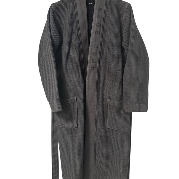 BOSS Bodywear waffle kimono robe in grey - Picture 2 of 5